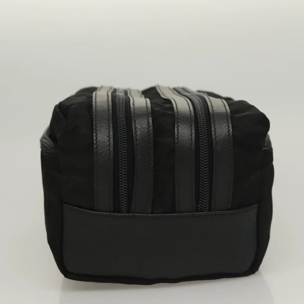 PRADA Clutch Bag Nylon Leather Black Silver Auth ki5843 - Picture 3 of 16